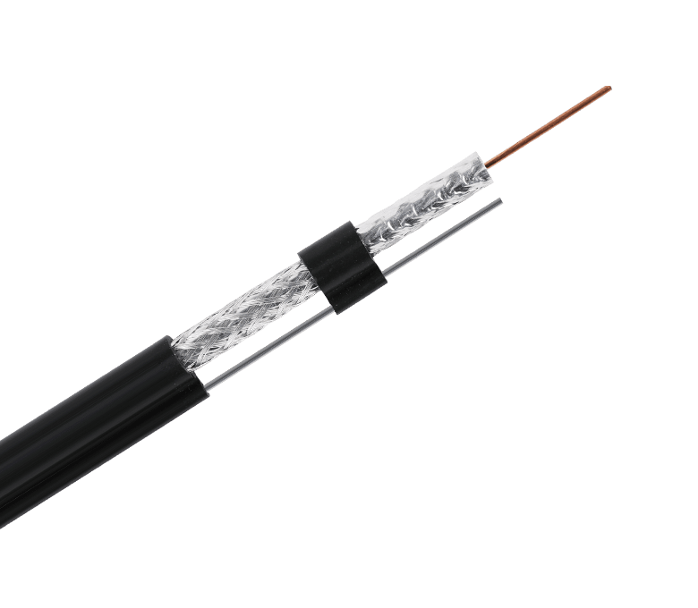 RG6MF-serie 75 Ohm standaard coaxkabel - enkele tape en gevlochten met Messenger, gelei