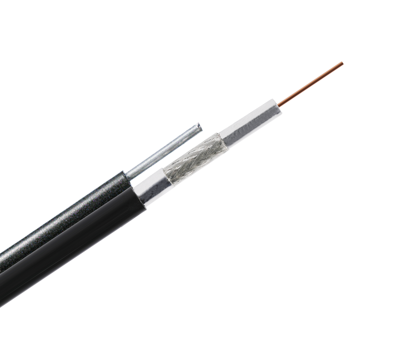 RG11TMF-serie 75 Ohm coaxkabel—Tri-Shield met Messenger, gelei